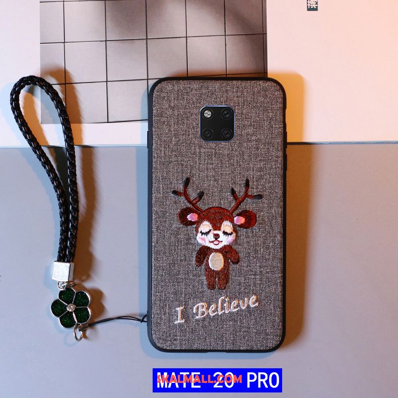 Huawei Mate 20 Pro Skal Mobil Telefon Broderi Skydd Tecknat Grå Köpa