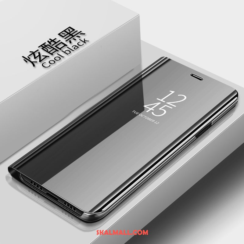 Huawei Mate 20 X Skal Täcka Purpur Mobil Telefon Läderfodral Spegel Rea