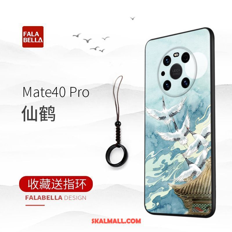 Huawei Mate 40 Pro Skal Kinesisk Stil Högt Utbud Slim Blå Silikon Rea