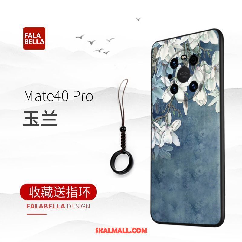 Huawei Mate 40 Pro Skal Kinesisk Stil Högt Utbud Slim Blå Silikon Rea