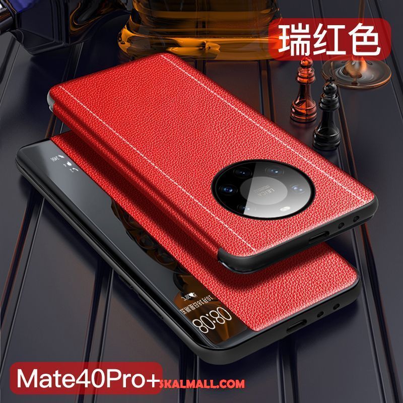 Huawei Mate 40 Pro+ Skal Skydd All Inclusive Äkta Läder Mörkblå Tunn Fodral Billigt