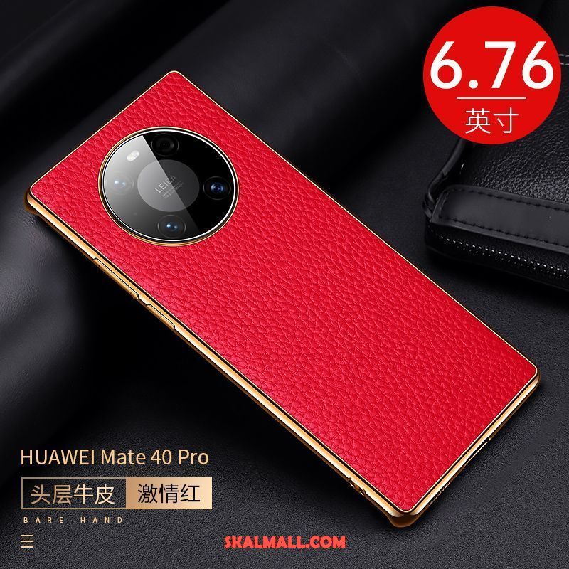 Huawei Mate 40 Pro Skal Skydd Läderfodral Litchi Mobil Telefon Äkta Läder Rea