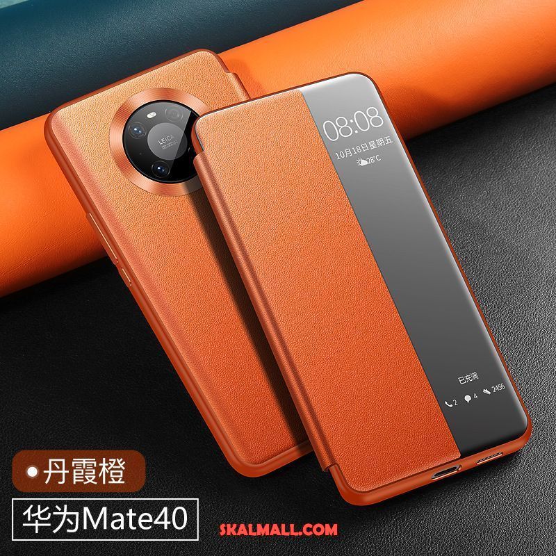 Huawei Mate 40 Skal Läderfodral Ny Fallskydd Äkta Läder Mobil Telefon Rea