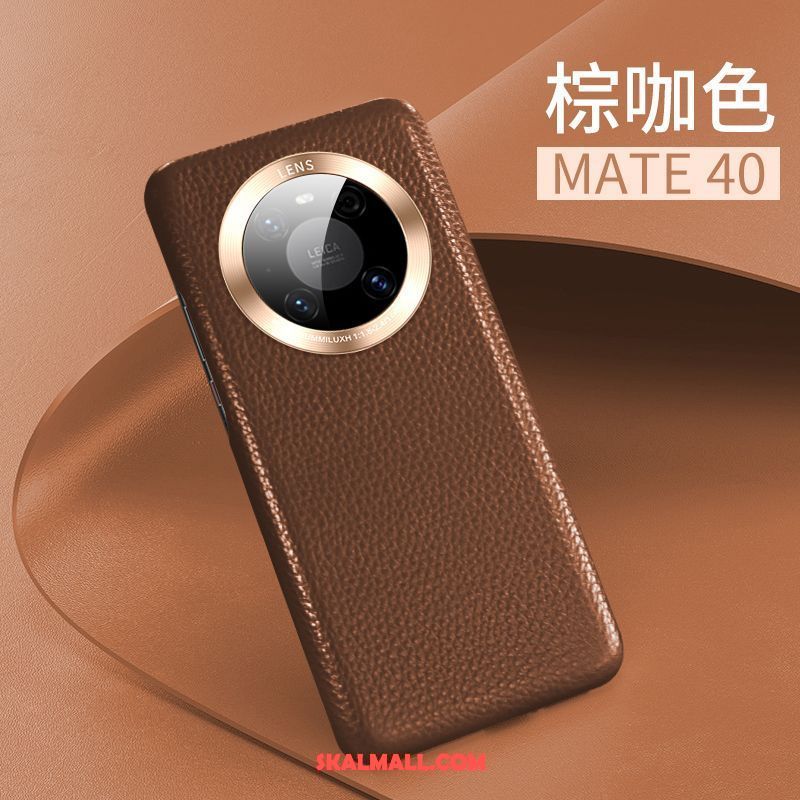 Huawei Mate 40 Skal Läderfodral Ny Äkta Läder Röd Fallskydd Rabatt