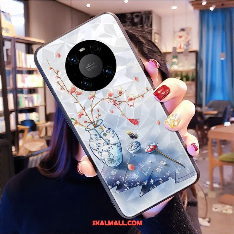 Huawei Mate 40 Skal Mobil Telefon Kinesisk Stil Enkel Konst Blå Till Salu