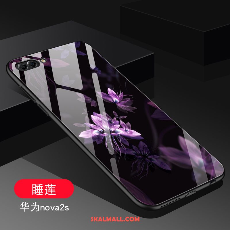 Huawei Nova 2s Skal Skydd Blå Nubuck Silikon Glas Fodral Billiga