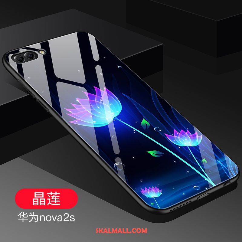 Huawei Nova 2s Skal Skydd Blå Nubuck Silikon Glas Fodral Billiga