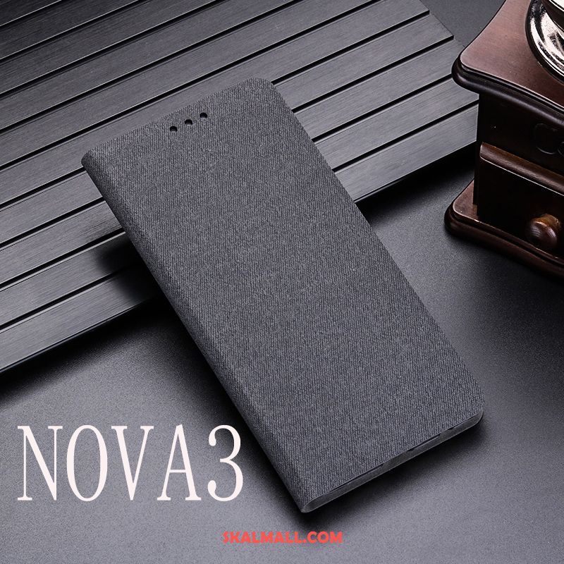 Huawei Nova 3 Skal Läderfodral Skydd Täcka Mobil Telefon Grå Billig