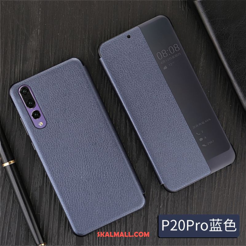 Huawei P20 Pro Skal Kreativa Spegel Mobil Telefon Fallskydd Äkta Läder Fodral Till Salu