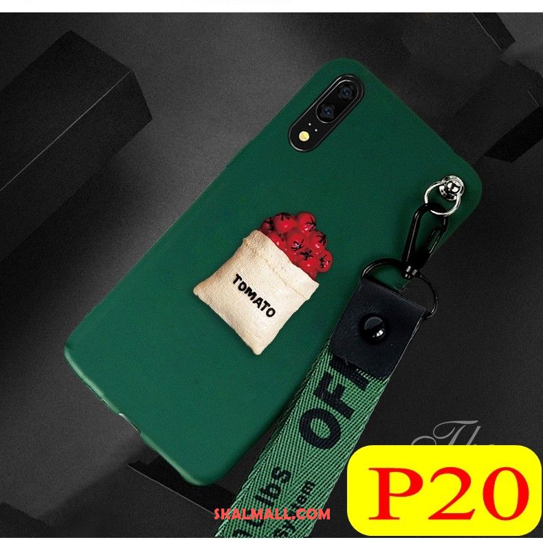 Huawei P20 Skal Hängsmycken Mjuk Grön Nubuck Net Red Fodral Billigt