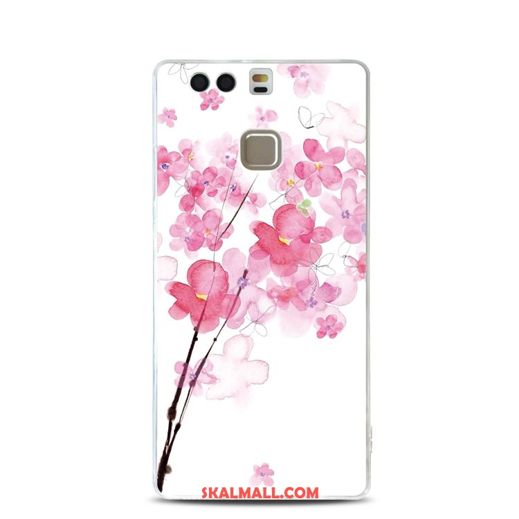 Huawei P9 Skal Rosa Lättnad Support Blommor Mjuk Butik
