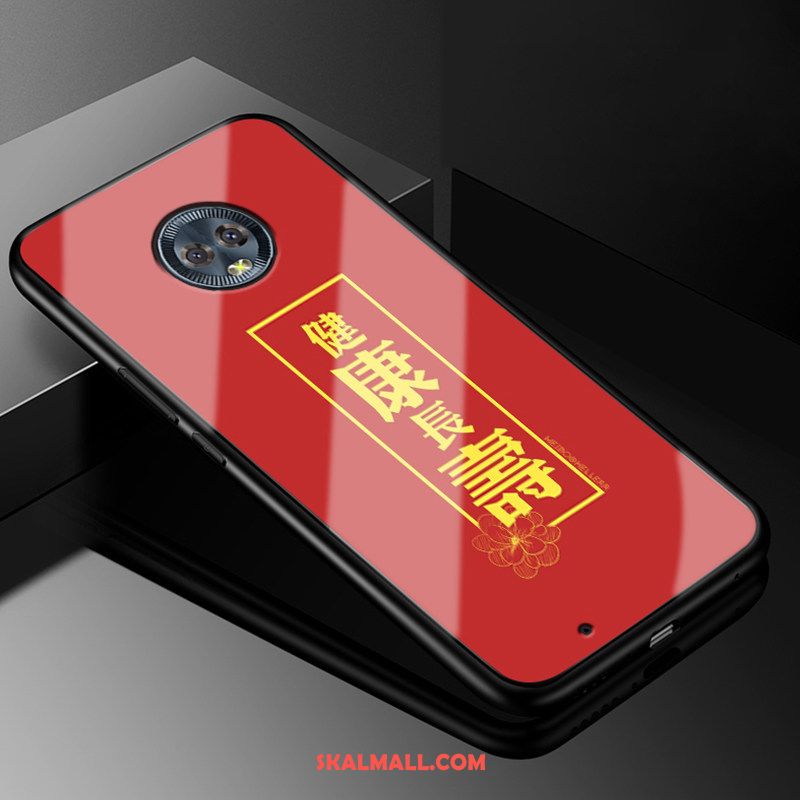 Moto G6 Skal Röd Glas Kinesisk Stil Mobil Telefon Grön Fodral Rea