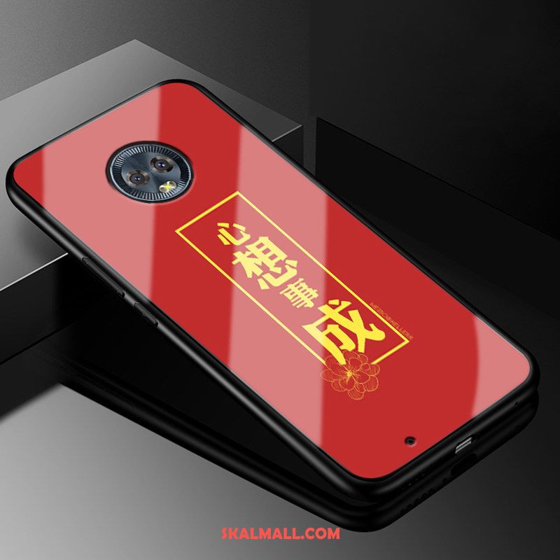 Moto G6 Skal Röd Glas Kinesisk Stil Mobil Telefon Grön Fodral Rea