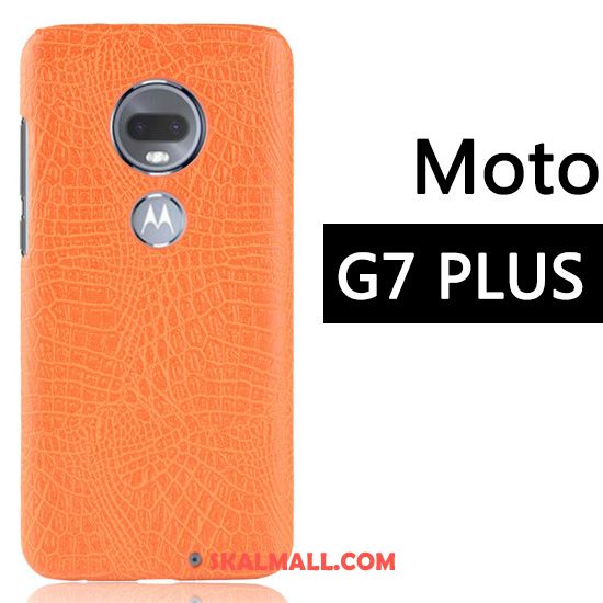Moto G7 Plus Skal Mobil Telefon Fallskydd Business Röd Krokodilmönster Rea