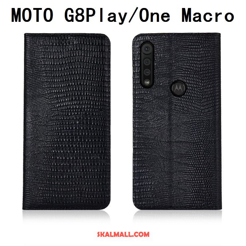 Motorola One Macro Skal Fallskydd Silikon Täcka Äkta Läder Mobil Telefon Billigt
