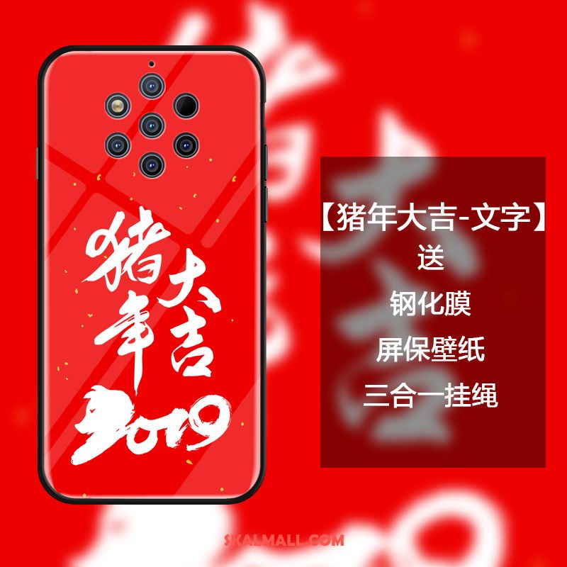 Nokia 9 Pureview Skal Röd Konst Kreativa Kinesisk Stil Mobil Telefon På Rea