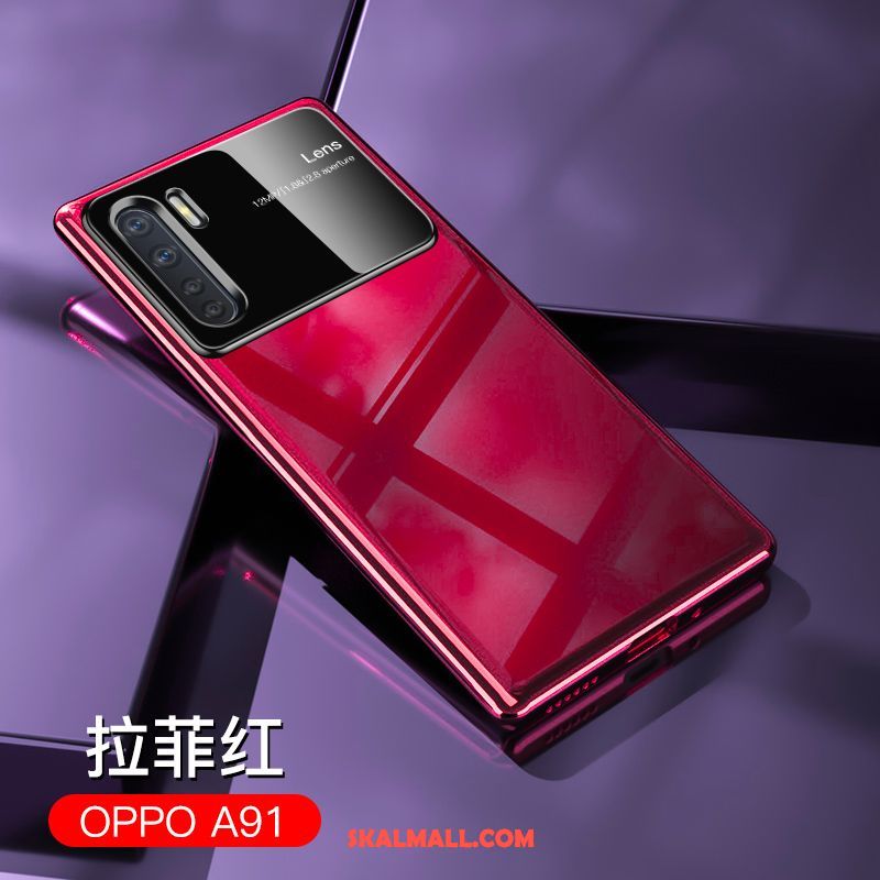 Oppo A91 Skal Mobil Telefon Slim Glas Kreativa Net Red Billigt