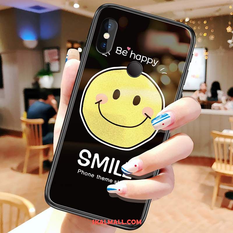 Redmi Note 6 Pro Skal Smiley Röd Härdat Glas Liten Svart Rea