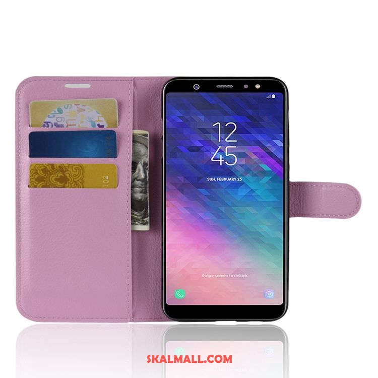 Samsung Galaxy A6+ Skal Grön Läderfodral Mönster Plånbok All Inclusive Fodral Rabatt