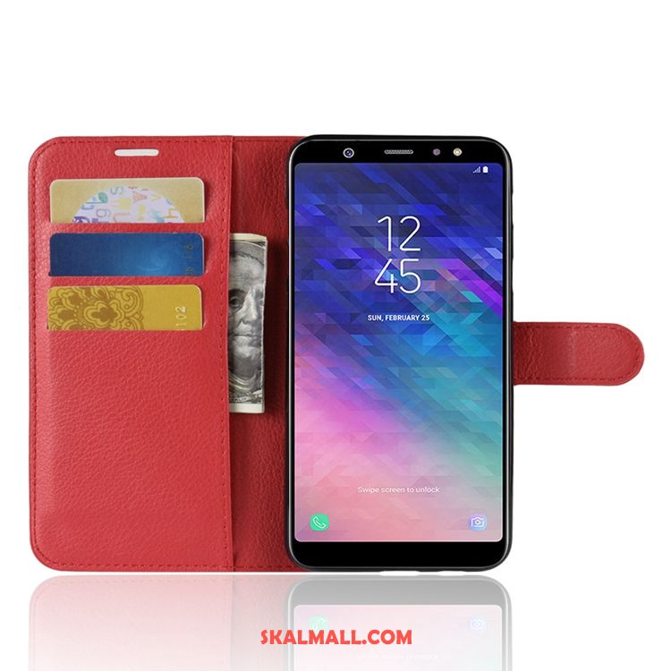 Samsung Galaxy A6+ Skal Grön Läderfodral Mönster Plånbok All Inclusive Fodral Rabatt