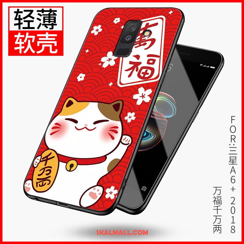 Samsung Galaxy A6+ Skal Net Red Rosa Mobil Telefon Cherry Skydd Billiga