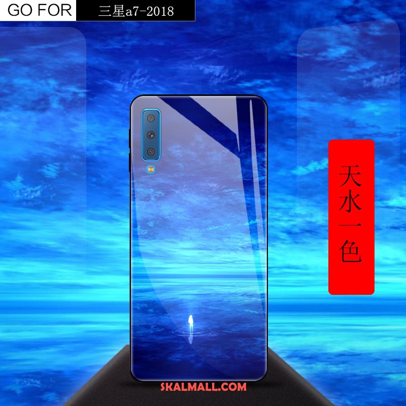 Samsung Galaxy A7 2018 Skal Glas Stjärna Kreativa Gradient Färg Mobil Telefon Billigt