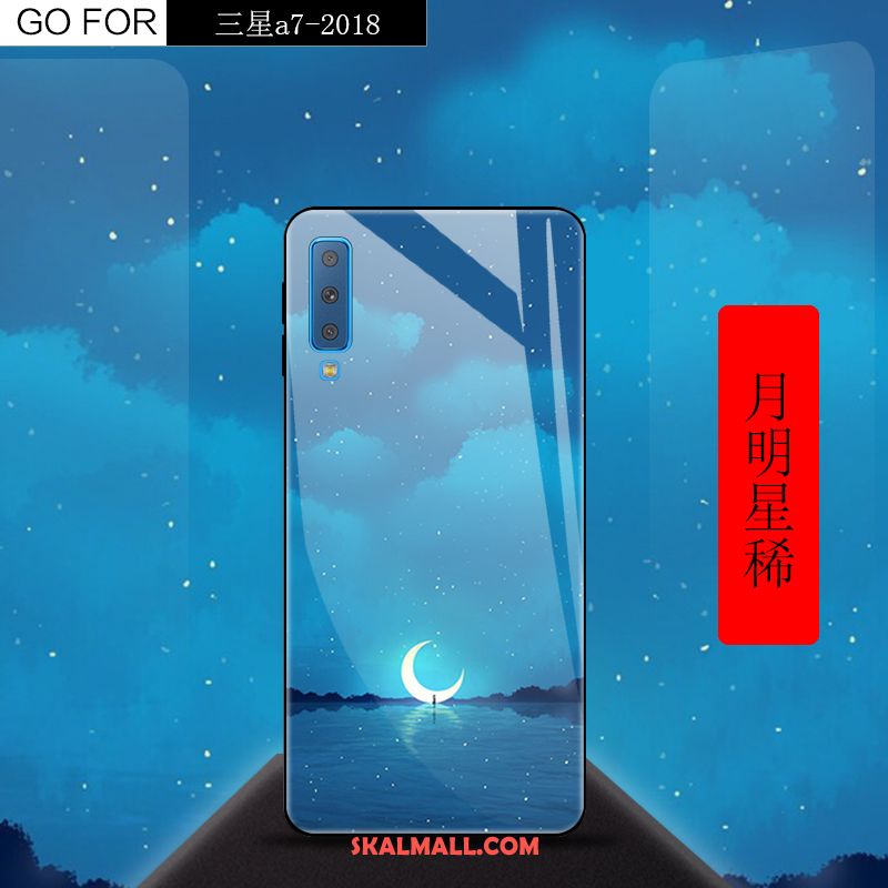 Samsung Galaxy A7 2018 Skal Glas Stjärna Kreativa Gradient Färg Mobil Telefon Billigt
