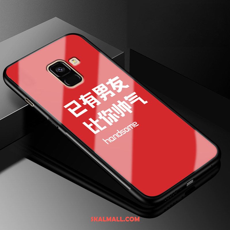 Samsung Galaxy A8 2018 Skal Röd Trend Mobil Telefon Enkel Härdat Glas Fodral Butik