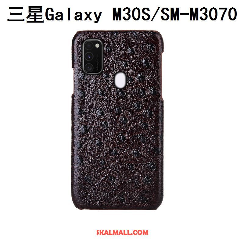 Samsung Galaxy M30s Skal Svart Äkta Läder Skydd Stjärna Fallskydd Online