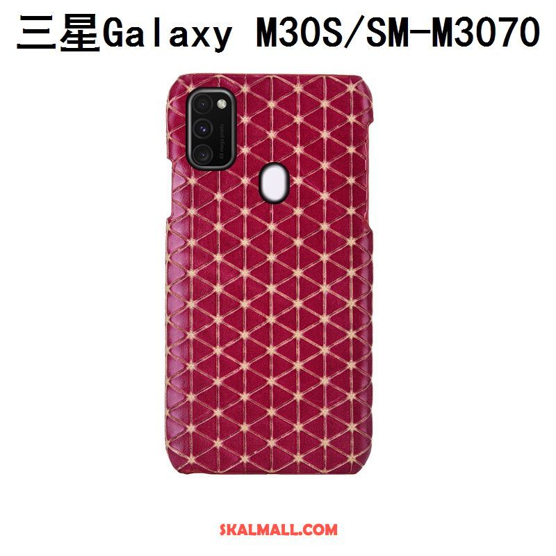 Samsung Galaxy M30s Skal Äkta Läder Skydd Stjärna Lyxiga Mobil Telefon Fodral Billiga