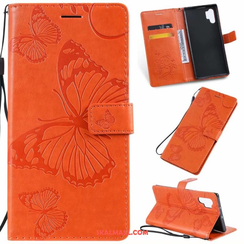 Samsung Galaxy Note 10+ Skal Mobil Telefon Mjuk Kort Orange Läderfodral Till Salu