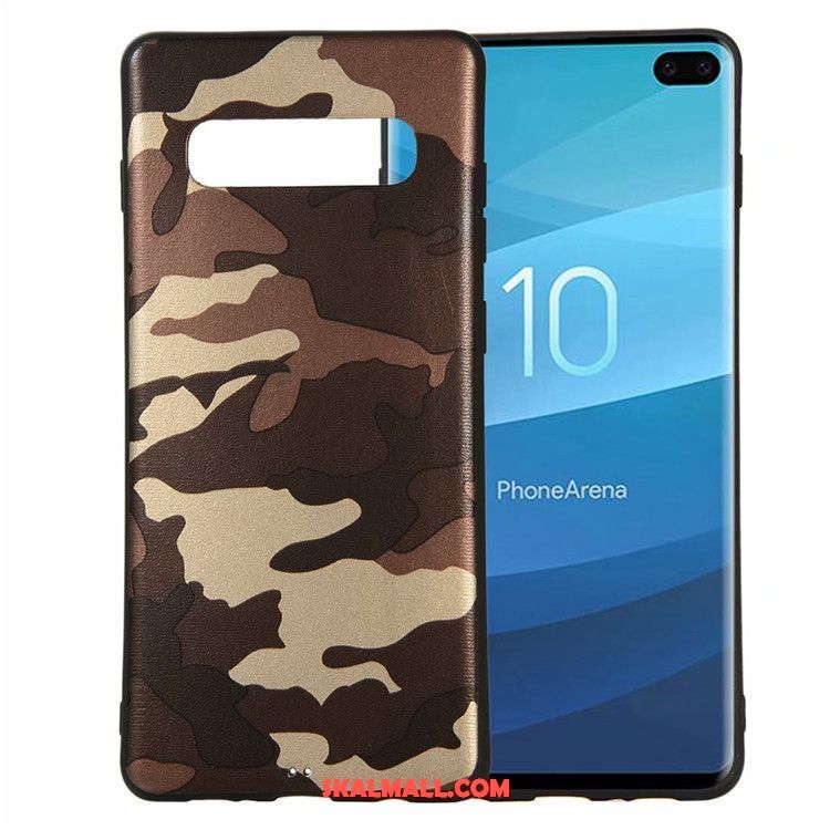 Samsung Galaxy S10 Skal Kamouflage Skydd Fallskydd Vit Mjuk Billig