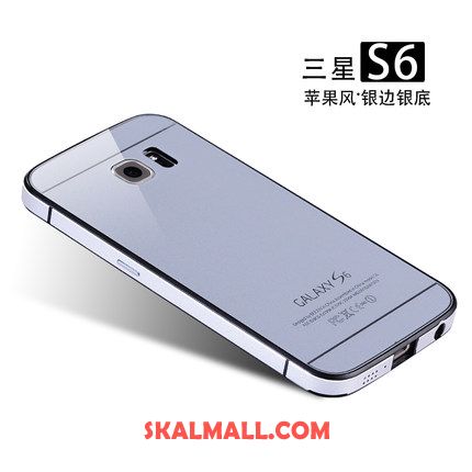 Samsung Galaxy S6 Skal Metall Mobil Telefon Skydd Bakre Omslag Härdat Glas Fodral På Rea