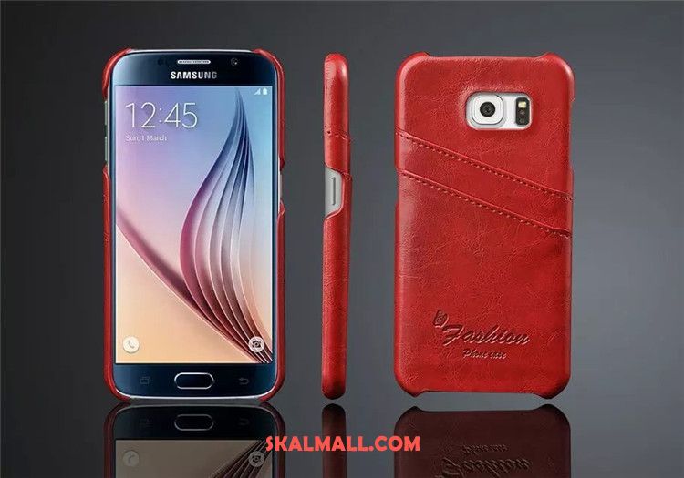 Samsung Galaxy S6 Skal Äkta Läder Mobil Telefon Stjärna Läderfodral Clamshell Fodral Till Salu