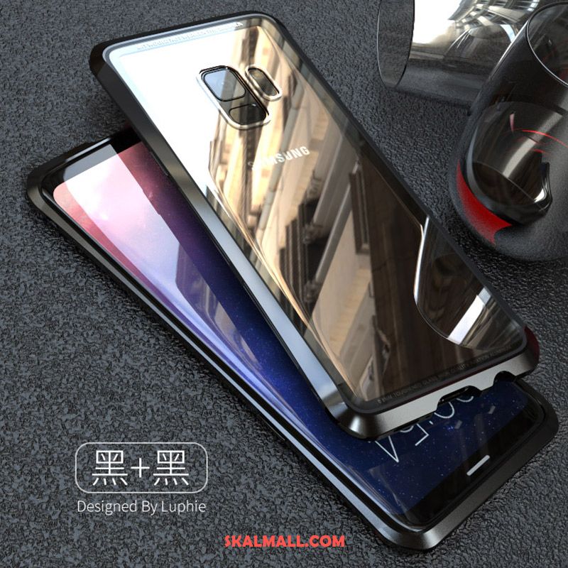 Samsung Galaxy S9 Skal Bakre Omslag Mobil Telefon Fallskydd Härdat Glas Röd Billigt