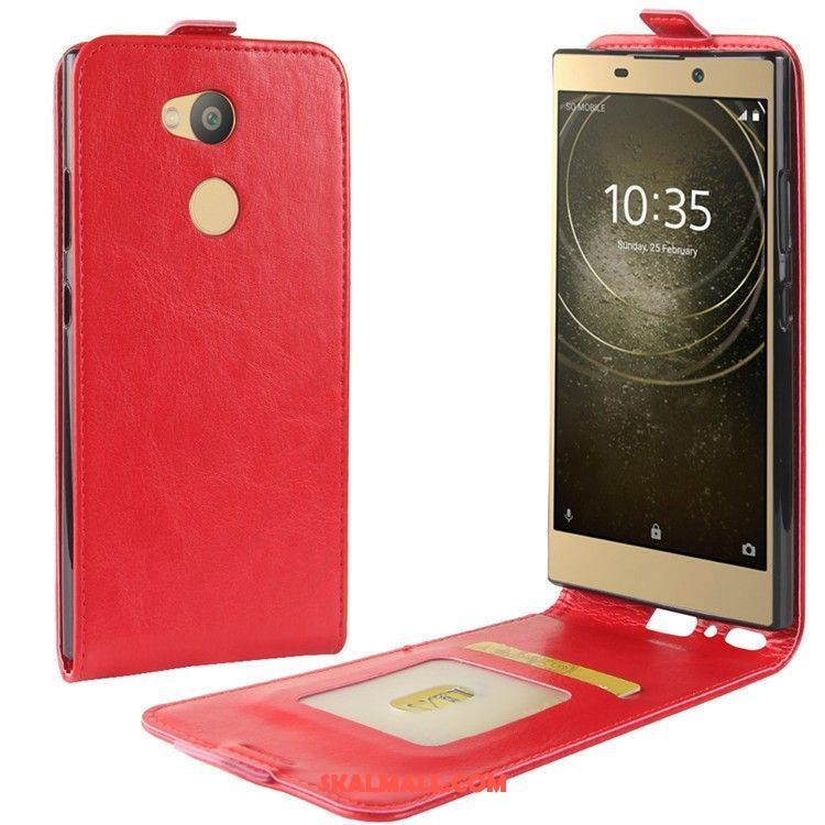 Sony Xperia L2 Skal Mobil Telefon Täcka Läderfodral Röd Skydd Billiga