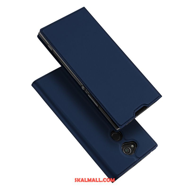 Sony Xperia Xa2 Plus Skal Läderfodral Täcka Fallskydd Mobil Telefon Mörkblå Fodral Billigt