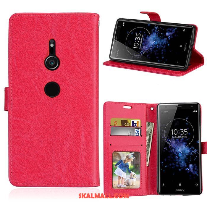 Sony Xperia Xz2 Skal Mobil Telefon Röd Plånbok Skydd Läderfodral Butik