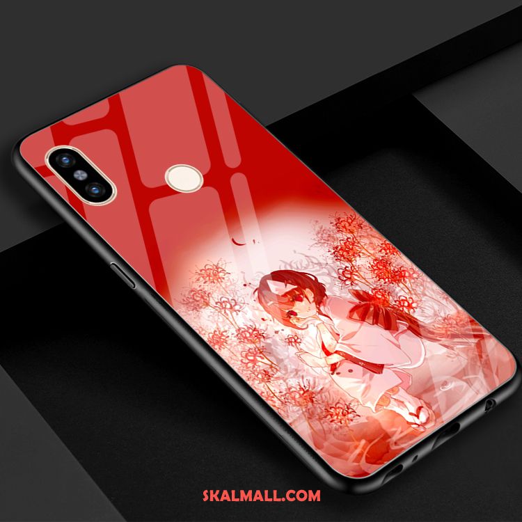 Xiaomi Mi 8 Skal Härdat Glas Mobil Telefon Kreativa Röd Blommor Fodral Köpa