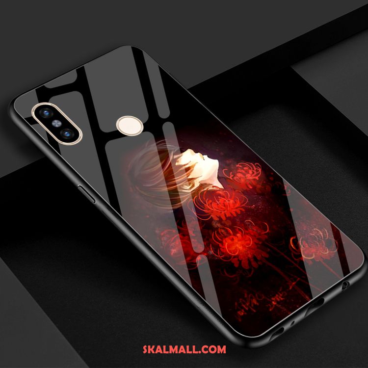 Xiaomi Mi 8 Skal Härdat Glas Mobil Telefon Kreativa Röd Blommor Fodral Köpa