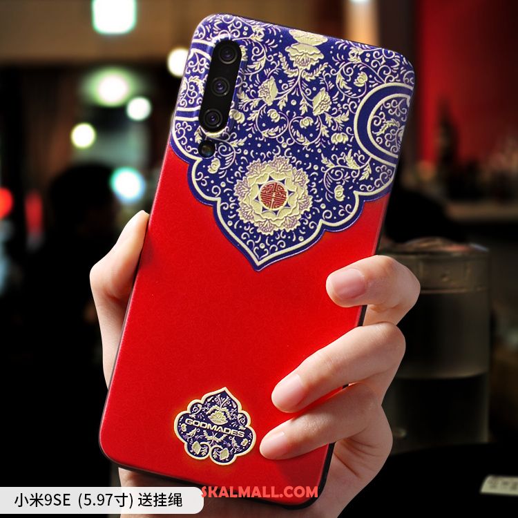 Xiaomi Mi 9 Se Skal Silikon Röd Kreativa Kinesisk Stil Mönster Rea