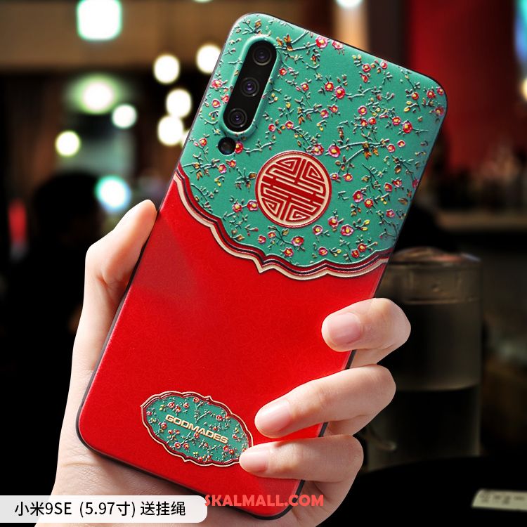 Xiaomi Mi 9 Se Skal Silikon Röd Kreativa Kinesisk Stil Mönster Rea