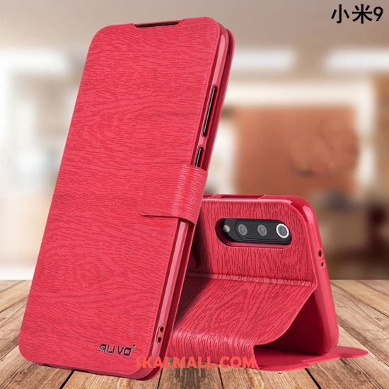 Xiaomi Mi 9 Skal Fallskydd Läderfodral All Inclusive Trend Röd Billiga