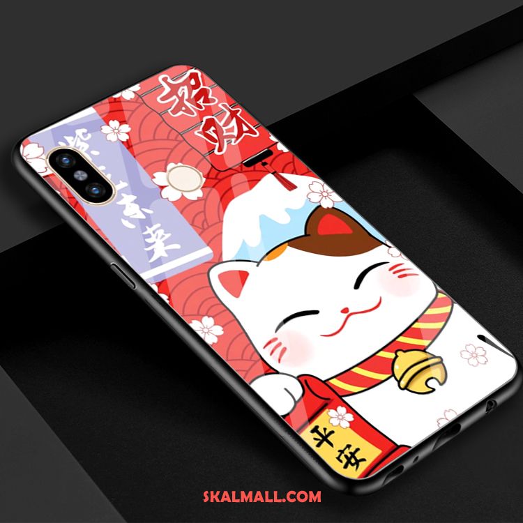 Xiaomi Mi Max 3 Skal Rikedom Spegel Röd Festliga Glas Fodral Rea