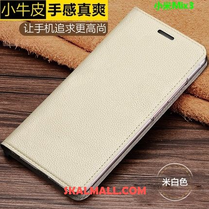 Xiaomi Mi Mix 3 Skal Mobil Telefon Äkta Läder Täcka Svart Skydd På Rea