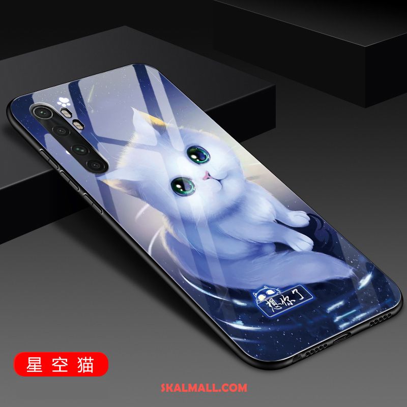 Xiaomi Mi Note 10 Lite Skal Hård Blå Silikon Glas Skydd Butik