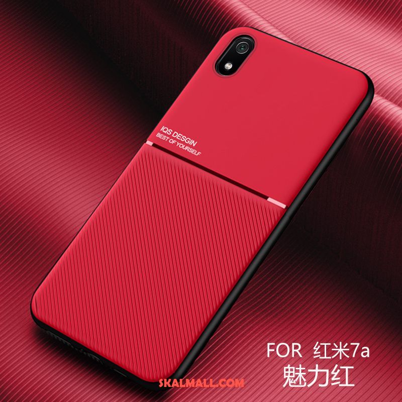 Xiaomi Redmi 7a Skal Nubuck Liten Röd Fallskydd Slim Rea