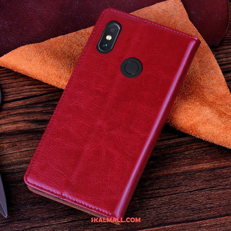 Xiaomi Redmi Note 5 Skal Business Läder Fallskydd Silikon Röd Online