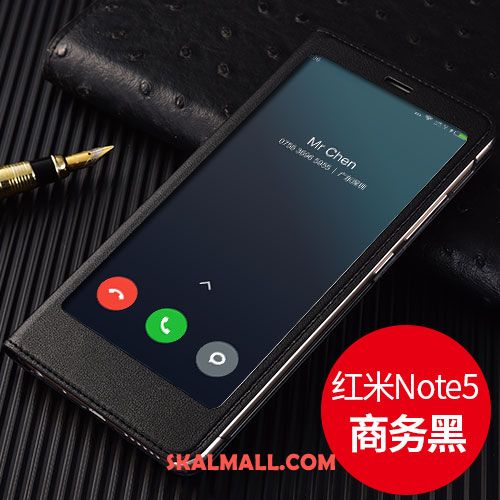Xiaomi Redmi Note 5 Skal Röd Fallskydd Läderfodral Guld Clamshell Fodral Billiga