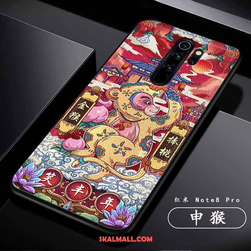 Xiaomi Redmi Note 8 Pro Skal Kinesisk Drake Trend Mobil Telefon Läder Röd Fodral Billig